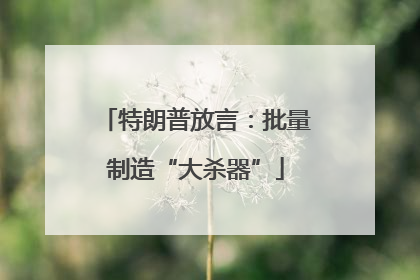 特朗普放言：批量制造“大杀器”
