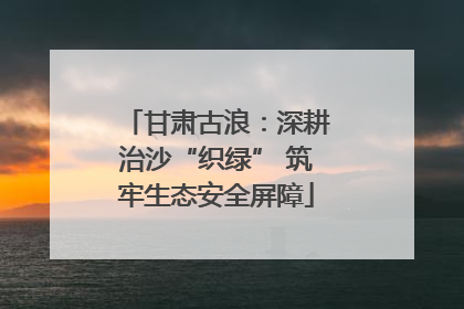 甘肃古浪：深耕治沙“织绿” 筑牢生态安全屏障