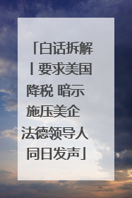 白话拆解丨要求美国降税 暗示施压美企 法德领导人同日发声