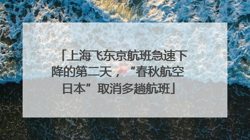 上海飞东京航班急速下降的第二天，“春秋航空日本”取消多趟航班