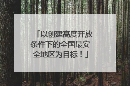以创建高度开放条件下的全国最安全地区为目标！
