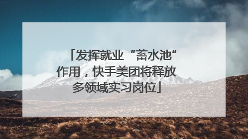 发挥就业“蓄水池”作用，快手美团将释放多领域实习岗位