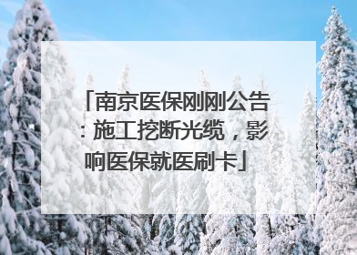 南京医保刚刚公告：施工挖断光缆，影响医保就医刷卡