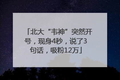 北大“韦神”突然开号，现身4秒，说了3句话，吸粉12万