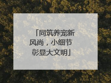 同筑养宠新风尚，小细节彰显大文明
