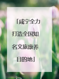 咸宁全力打造全国知名文旅康养目的地