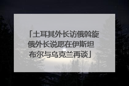 土耳其外长访俄斡旋 俄外长说愿在伊斯坦布尔与乌克兰再谈