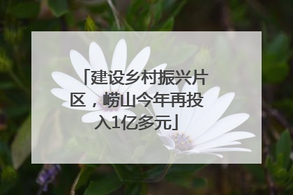 建设乡村振兴片区，崂山今年再投入1亿多元