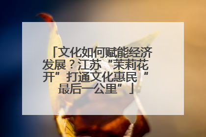 文化如何赋能经济发展？江苏“茉莉花开”打通文化惠民“最后一公里”