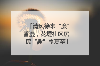 清风徐来“廉”香漫，花堤社区居民“趣”享夏至