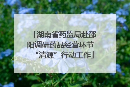 湖南省药监局赴邵阳调研药品经营环节“清源”行动工作