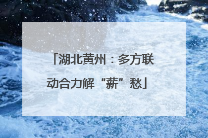 湖北黄州：多方联动合力解“薪”愁