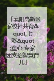 襄阳高新区家校社共育"七彩"童心 专家团支招智慧育儿