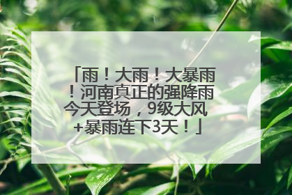 雨！大雨！大暴雨！河南真正的强降雨今天登场，9级大风+暴雨连下3天！