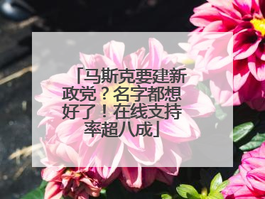 马斯克要建新政党？名字都想好了！在线支持率超八成