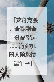 龙舟竞渡、香粽飘香、登高望远……海淀机器人陪您过端午→