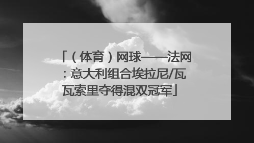 （体育）网球——法网：意大利组合埃拉尼/瓦瓦索里夺得混双冠军
